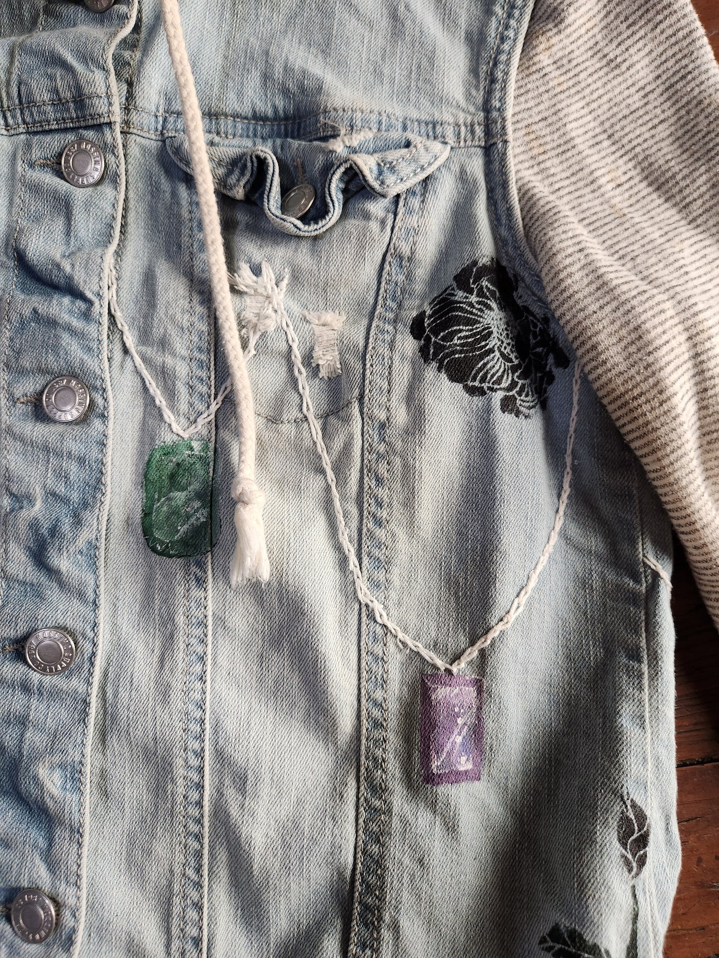 Black Rose and Gems Denim Jacket