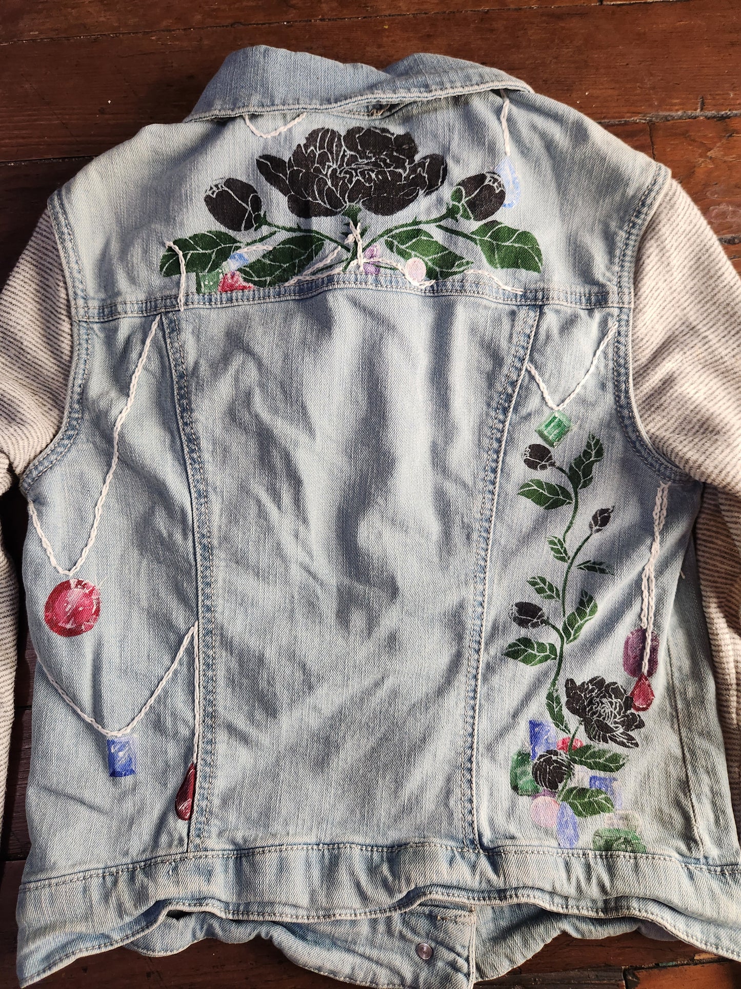 Black Rose and Gems Denim Jacket