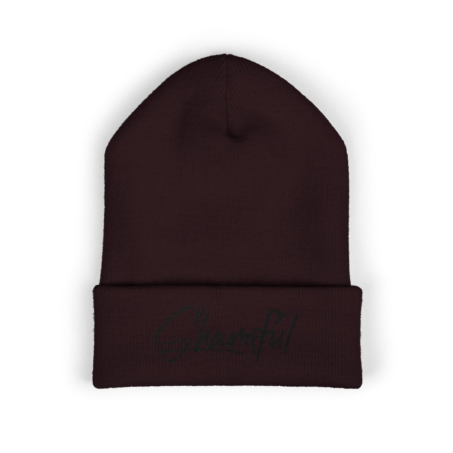 Classic Cuffed Beanie — Embroidered "Shameful" Script Beanie