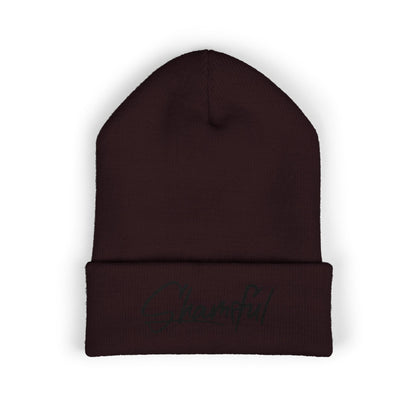 Classic Cuffed Beanie — Embroidered "Shameful" Script Beanie