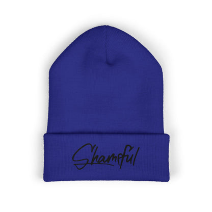 Classic Cuffed Beanie — Embroidered "Shameful" Script Beanie