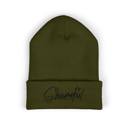 Classic Cuffed Beanie — Embroidered "Shameful" Script Beanie