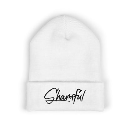 Classic Cuffed Beanie — Embroidered "Shameful" Script Beanie