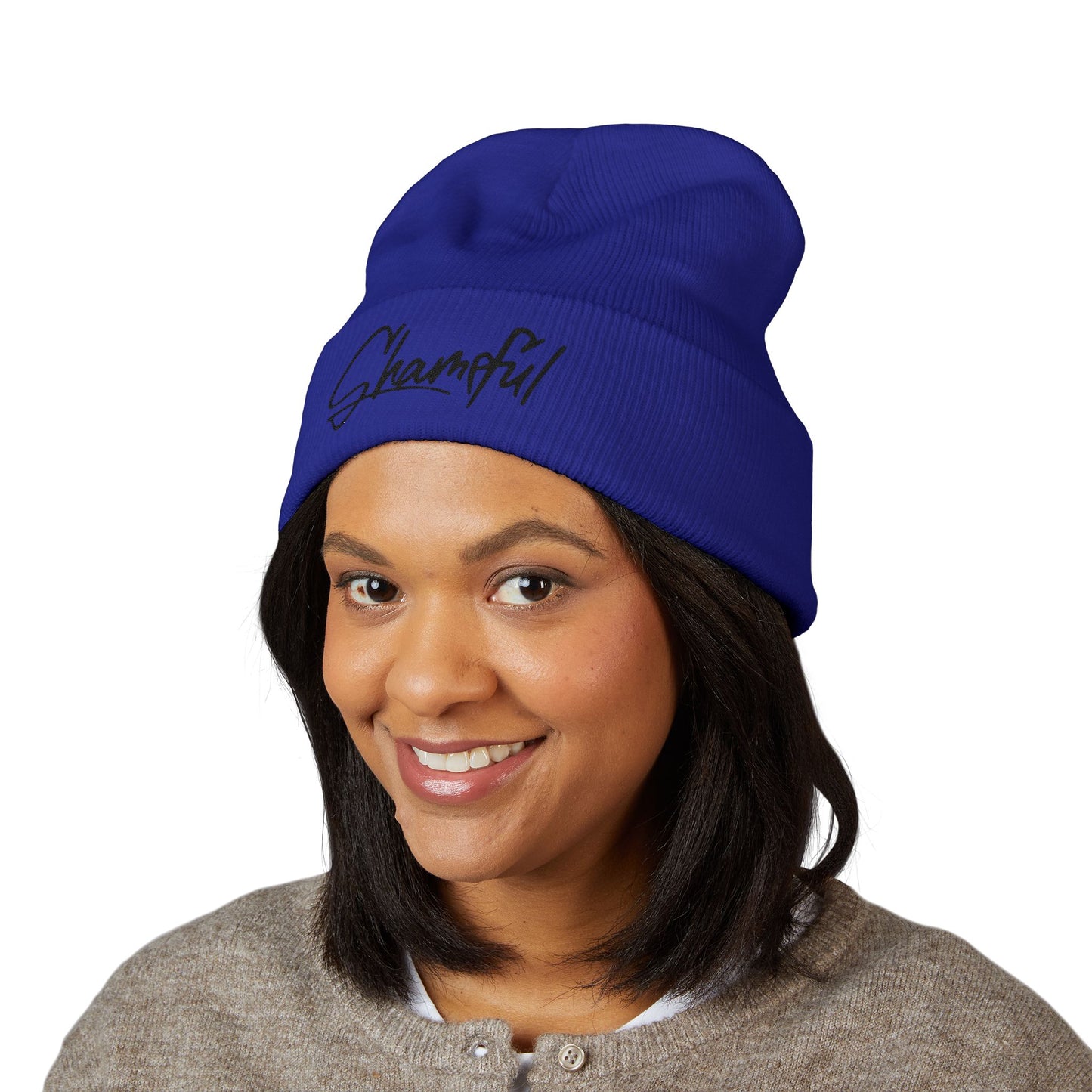 Classic Cuffed Beanie — Embroidered "Shameful" Script Beanie