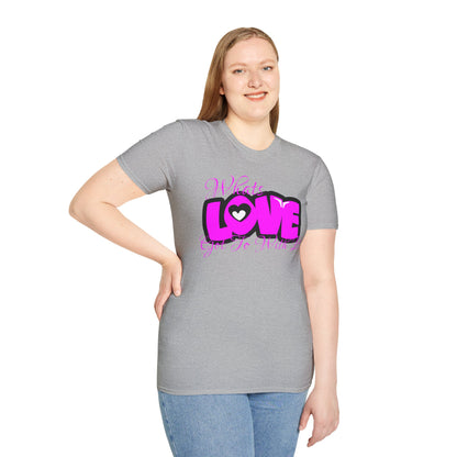 LOVE Heart Graphic T-Shirt — Bold Pink Streetwear Tee