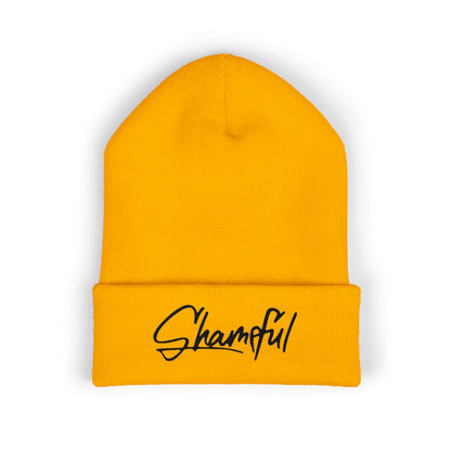 Classic Cuffed Beanie — Embroidered "Shameful" Script Beanie