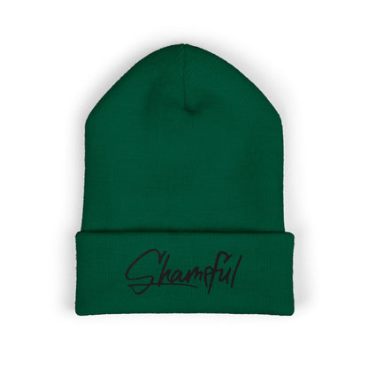 Classic Cuffed Beanie — Embroidered "Shameful" Script Beanie