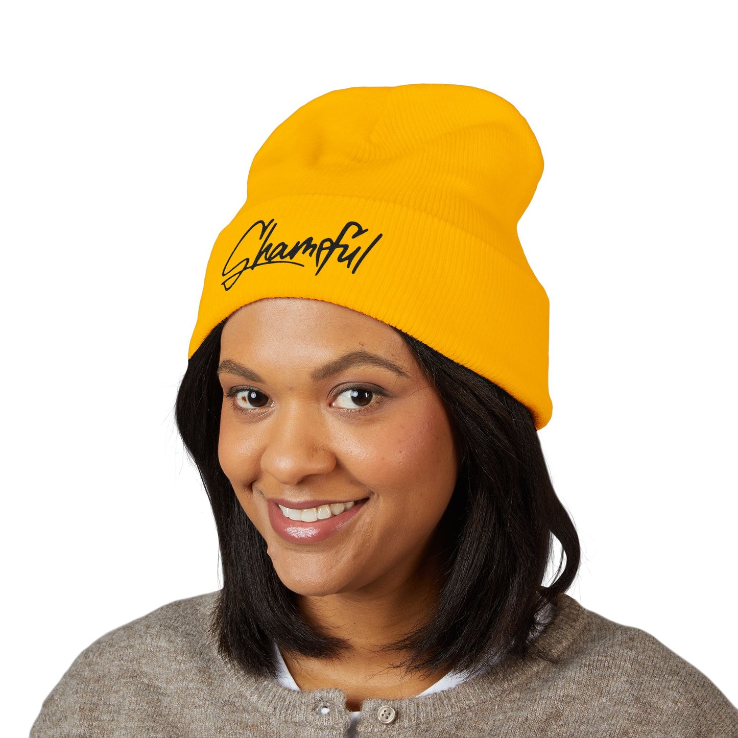 Classic Cuffed Beanie — Embroidered "Shameful" Script Beanie