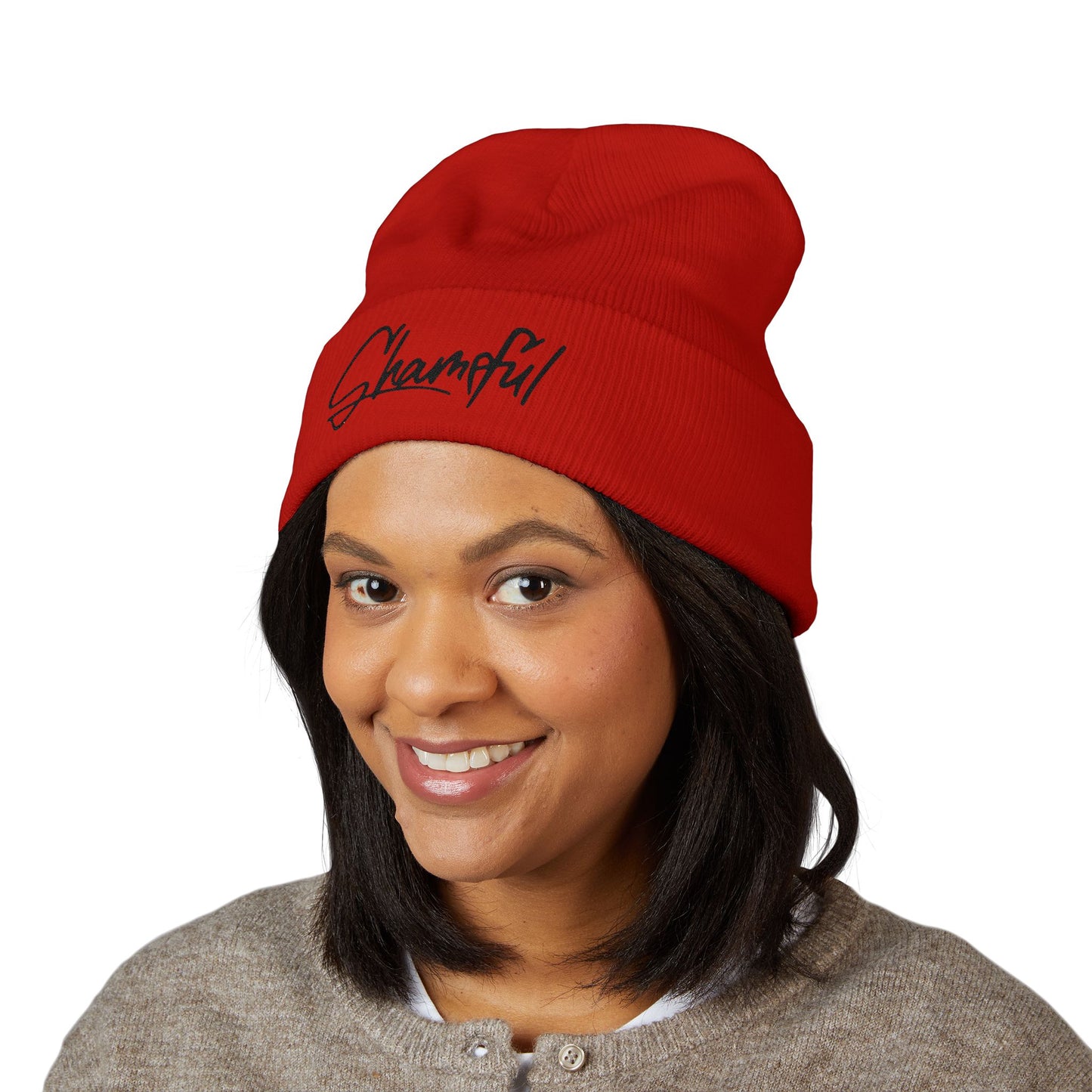 Classic Cuffed Beanie — Embroidered "Shameful" Script Beanie