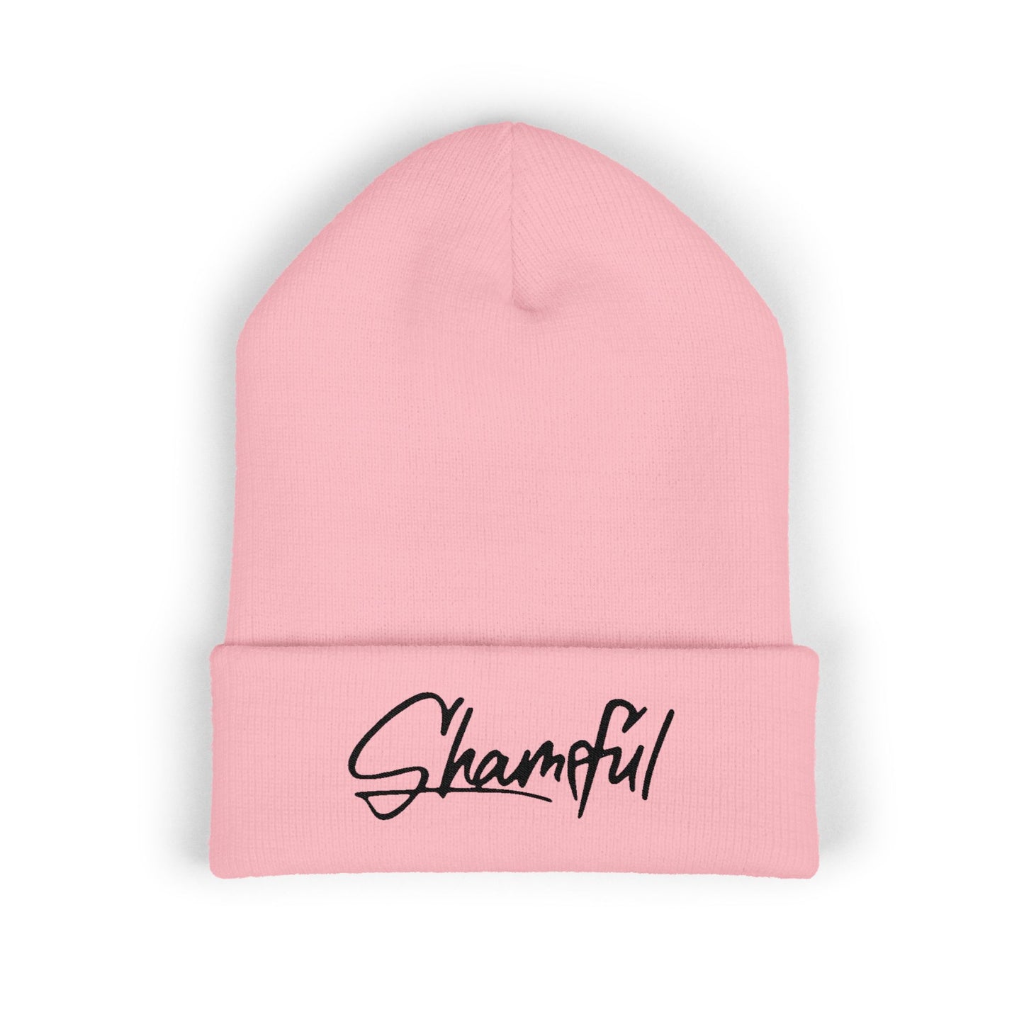 Classic Cuffed Beanie — Embroidered "Shameful" Script Beanie