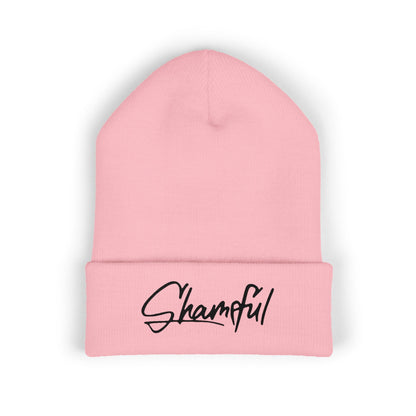 Classic Cuffed Beanie — Embroidered "Shameful" Script Beanie