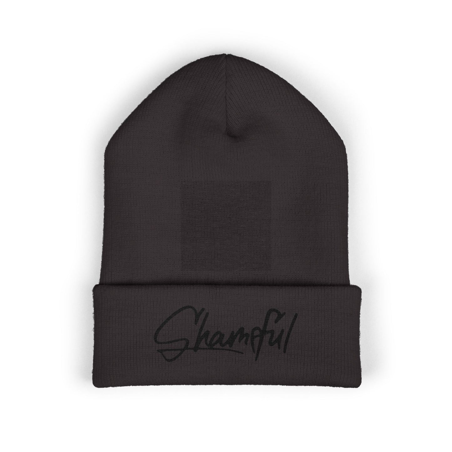 Classic Cuffed Beanie — Embroidered "Shameful" Script Beanie