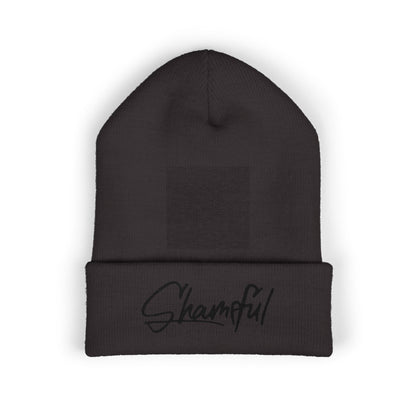 Classic Cuffed Beanie — Embroidered "Shameful" Script Beanie