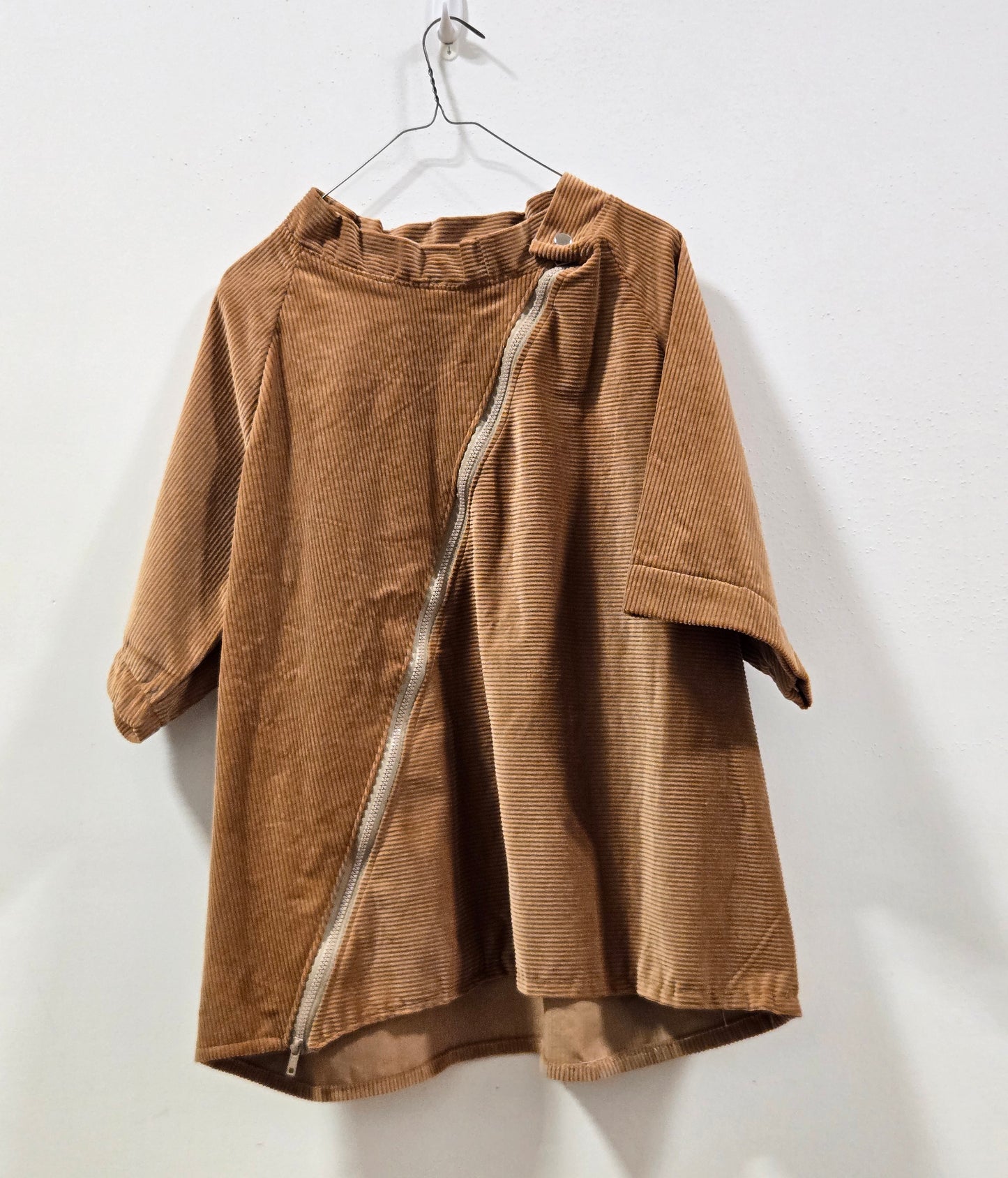 Angled Zip Corduroy Coat