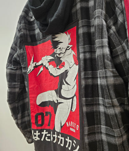 Kakashi Custom Flannel ZipUp Hoodie