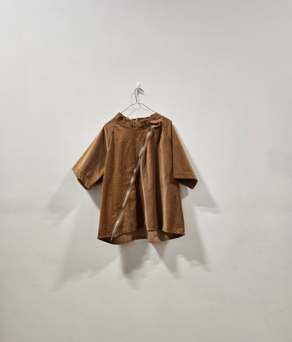 Angled Zip Corduroy Coat