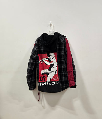 Kakashi Custom Flannel ZipUp Hoodie