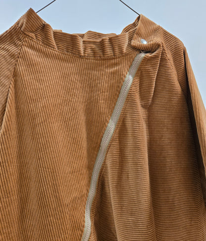 Angled Zip Corduroy Coat