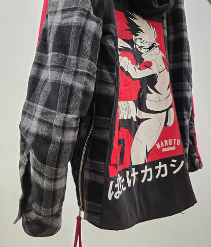 Kakashi Custom Flannel ZipUp Hoodie