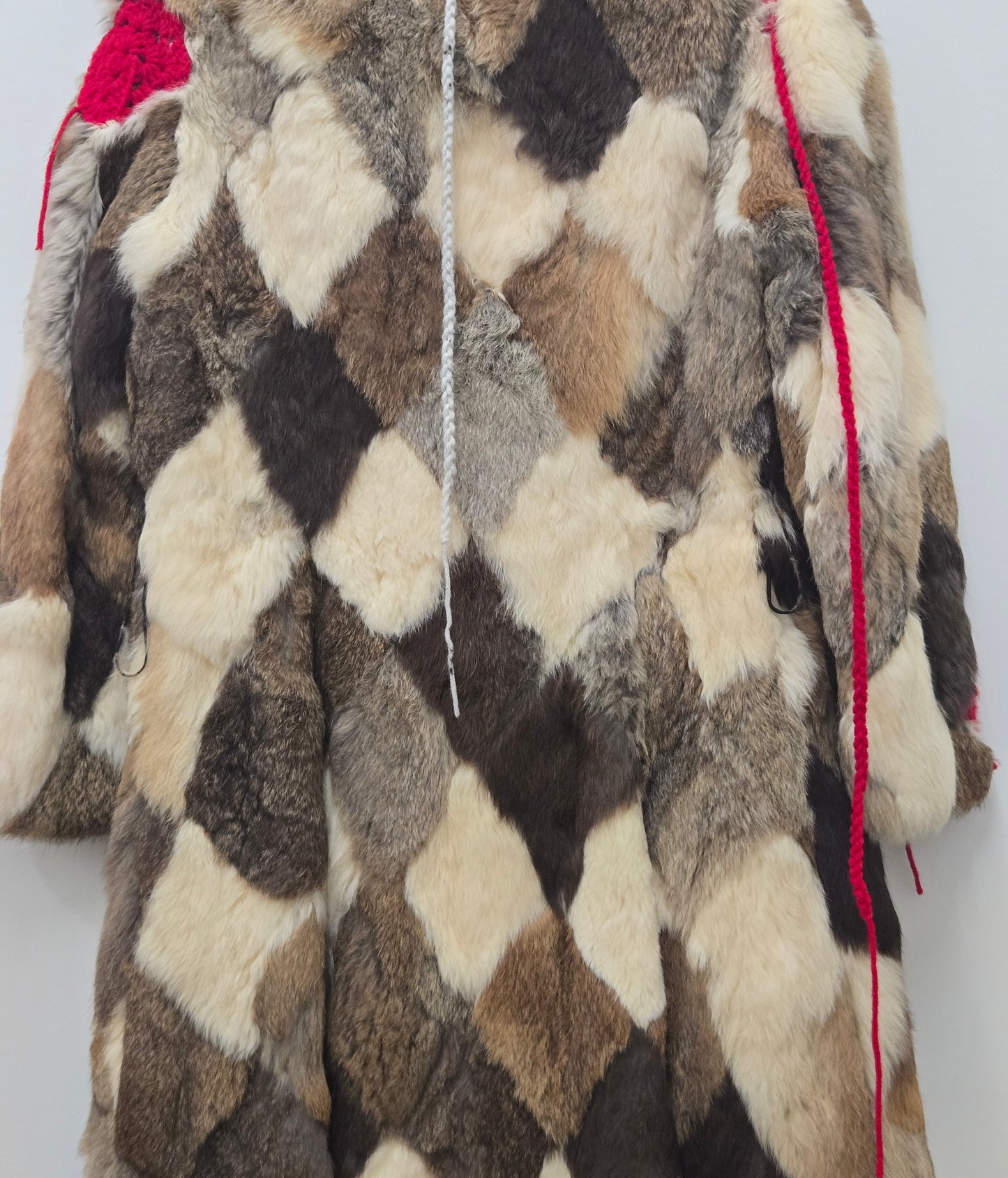 Crochet patched Rabbit Fur Coat